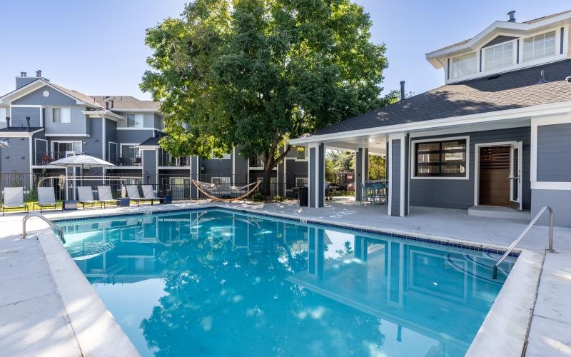 a swimming pool in a backyard